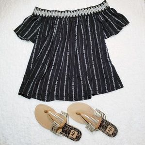 Off The Shoulder Black and White Top